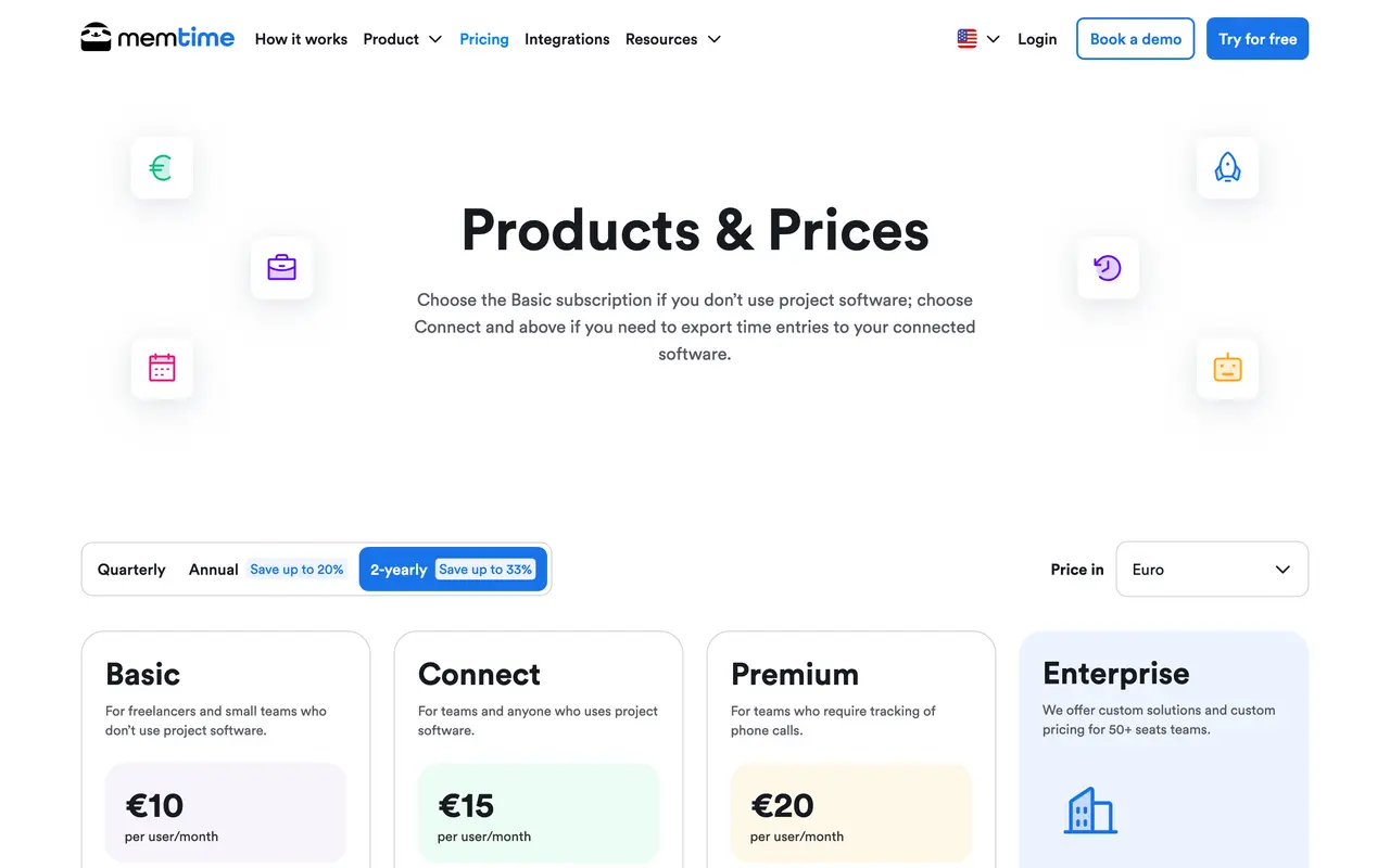15-Minute Increment Method pricing page - Productivity SaaS pricing tiers and plans