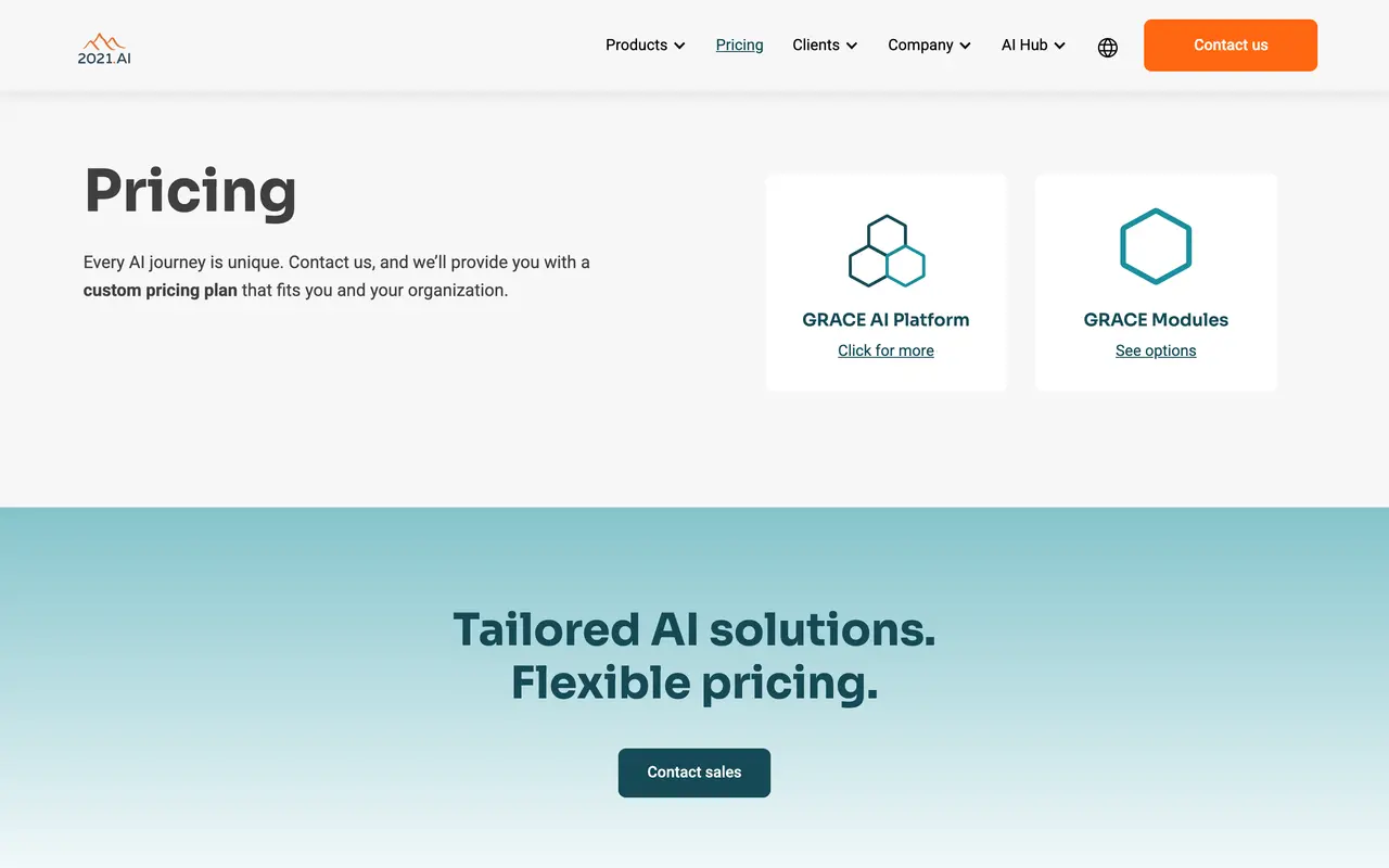 2021 pricing page - AI & Machine Learning SaaS pricing tiers and plans