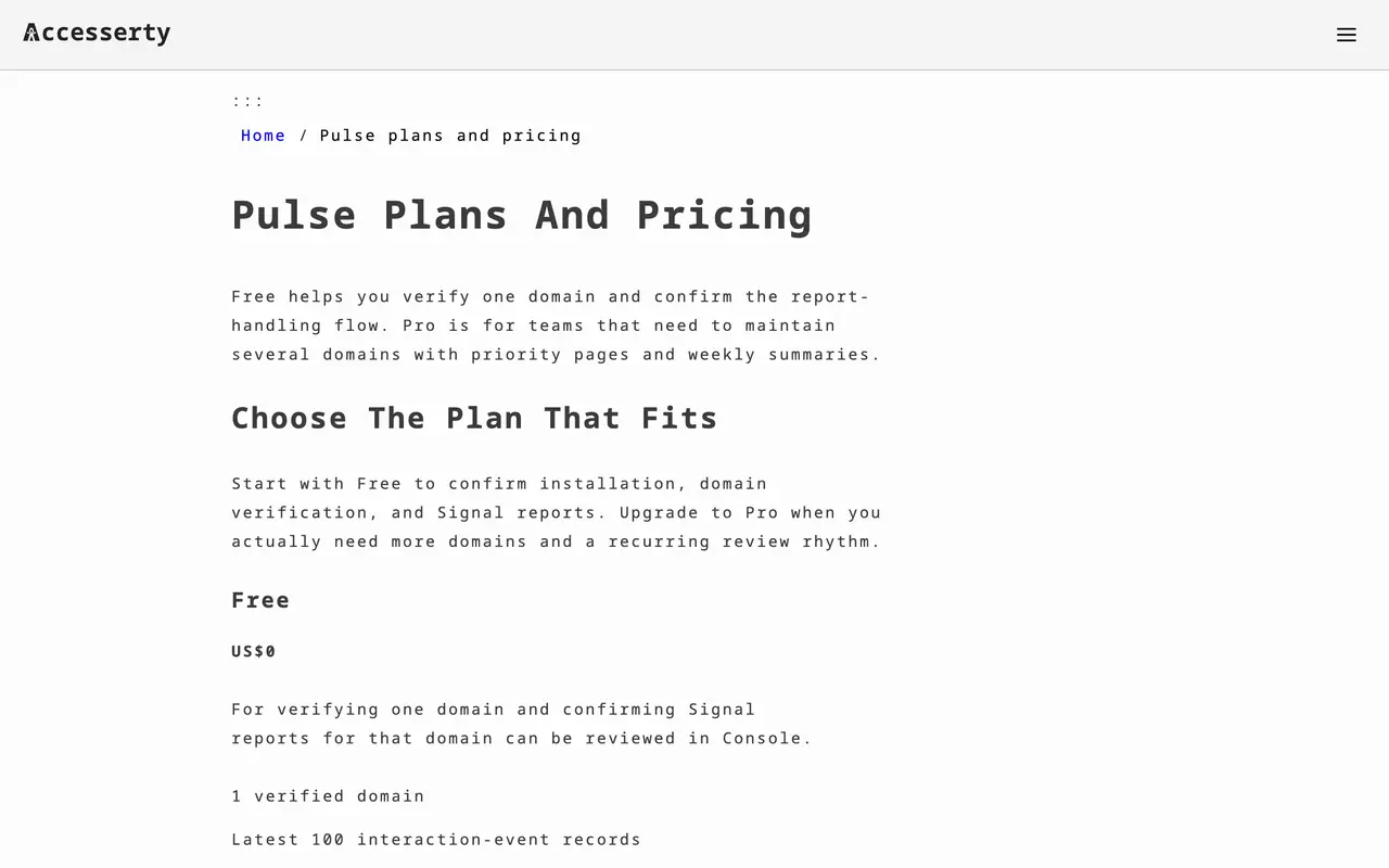 Accesserty pricing page - Productivity SaaS pricing tiers and plans