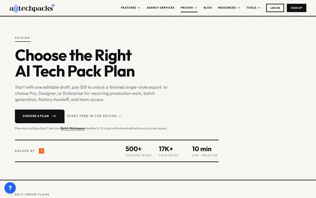 AI Tech Packs pricing page - Supply Chain & Logistics SaaS pricing tiers and plans