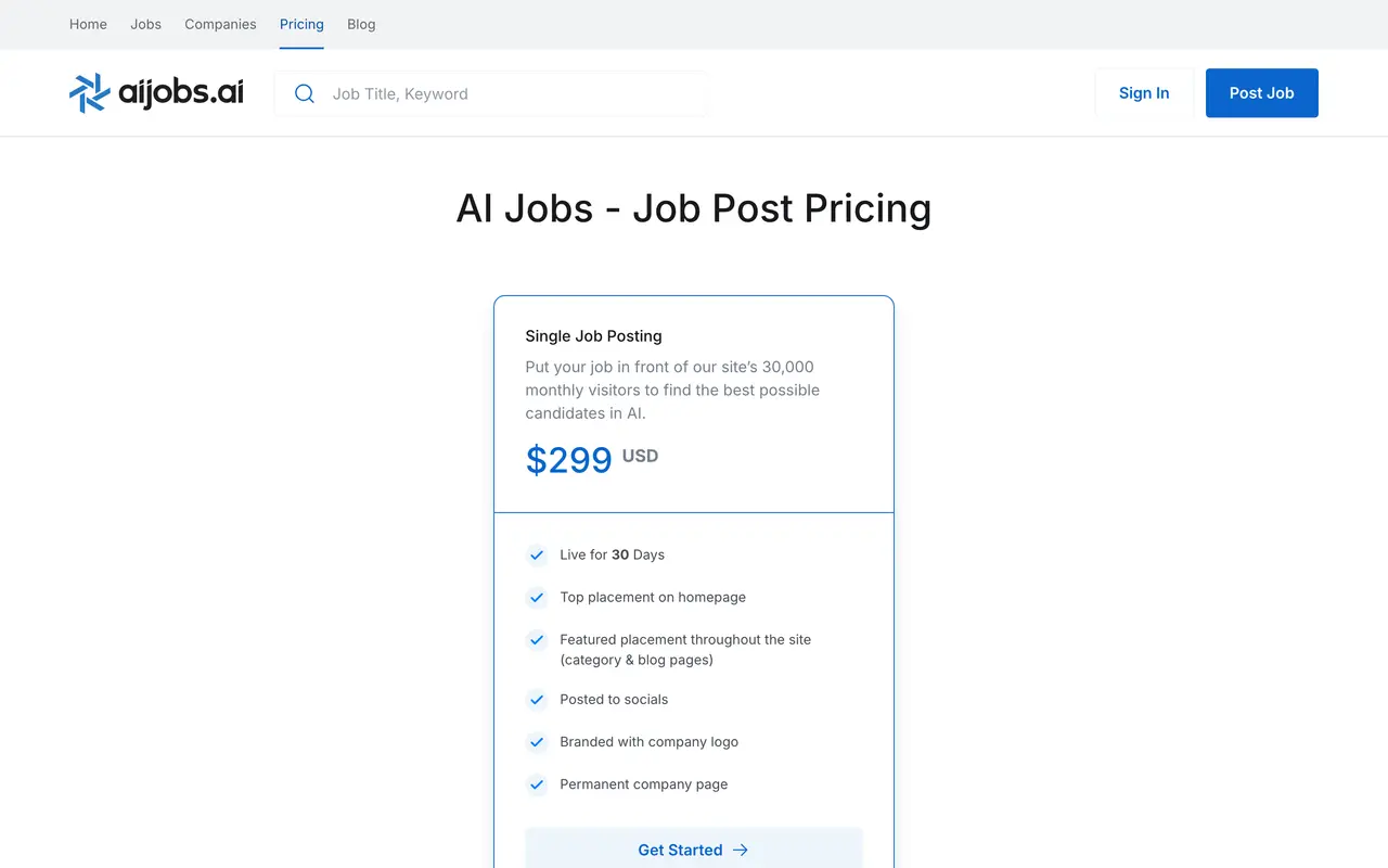 AIJobs.ai pricing page - Education SaaS pricing tiers and plans