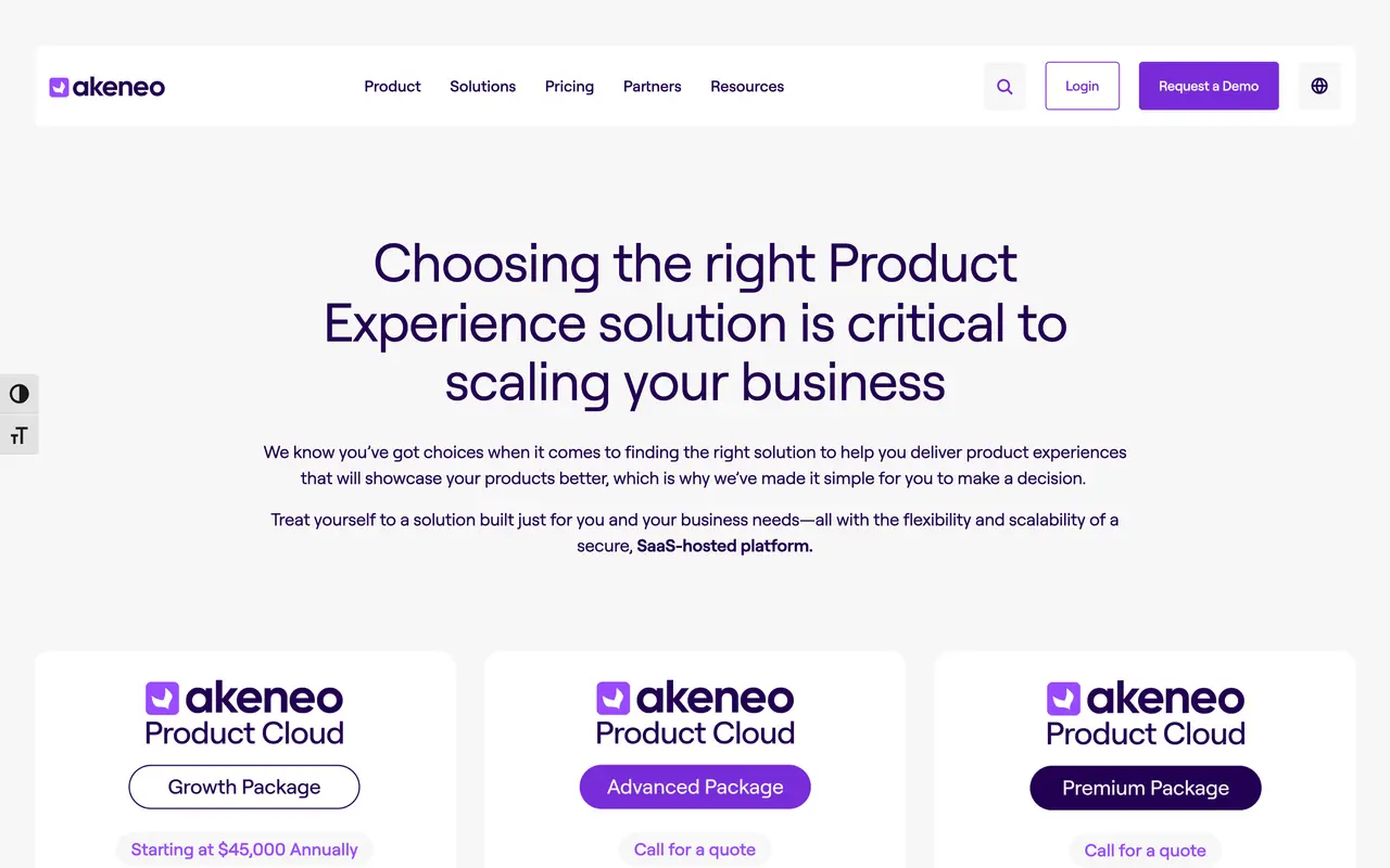 Akeneo pricing page - CRM & Sales SaaS pricing tiers and plans