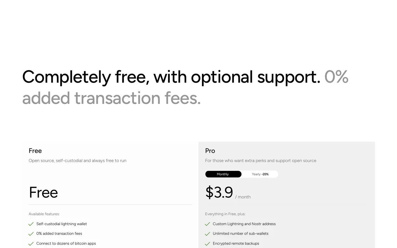 Alby Pro Cloud pricing page - Cloud & Infrastructure SaaS pricing tiers and plans