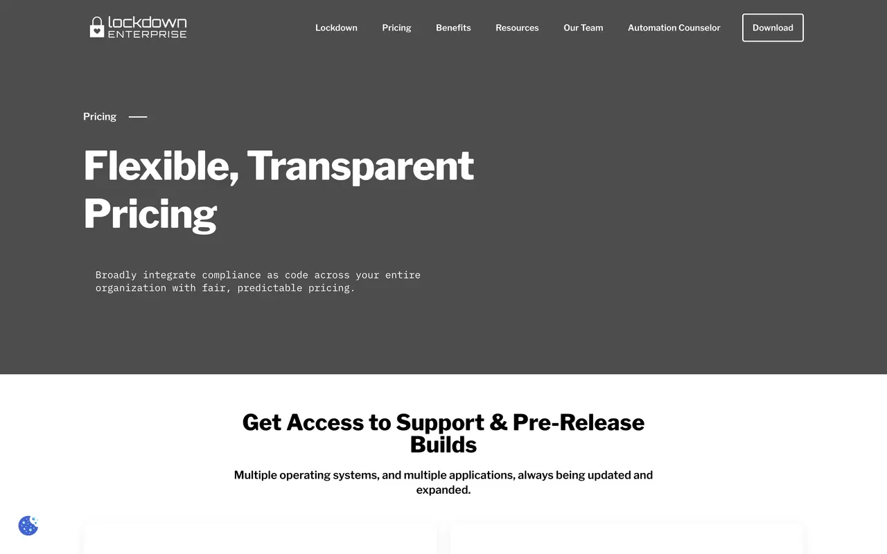 Ansible Lockdown pricing page - Legal & Compliance SaaS pricing tiers and plans