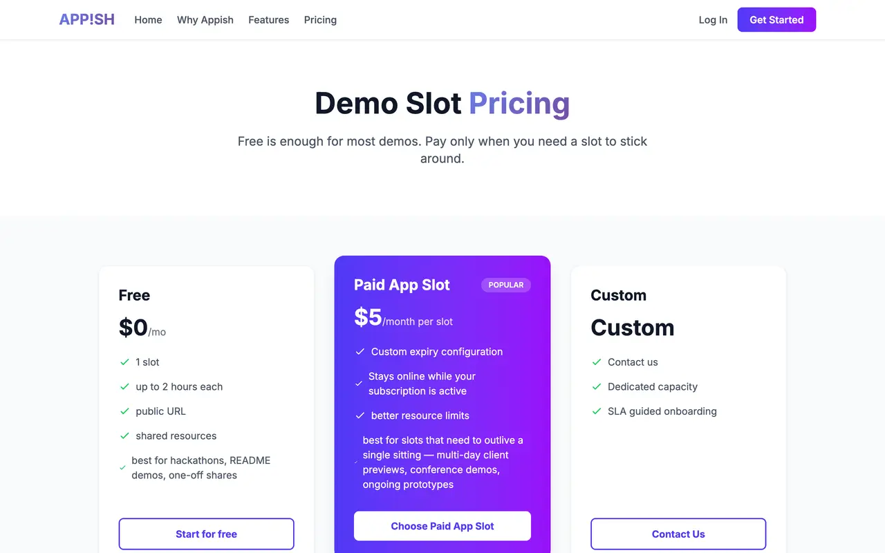 Appi pricing page - Cloud & Infrastructure SaaS pricing tiers and plans