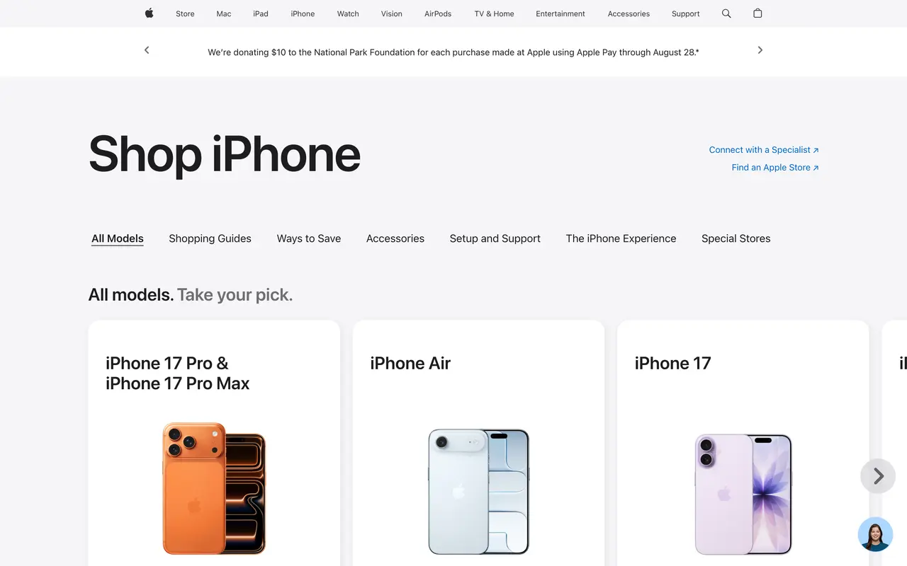 Apple pricing page - Payment & Fintech SaaS pricing tiers and plans