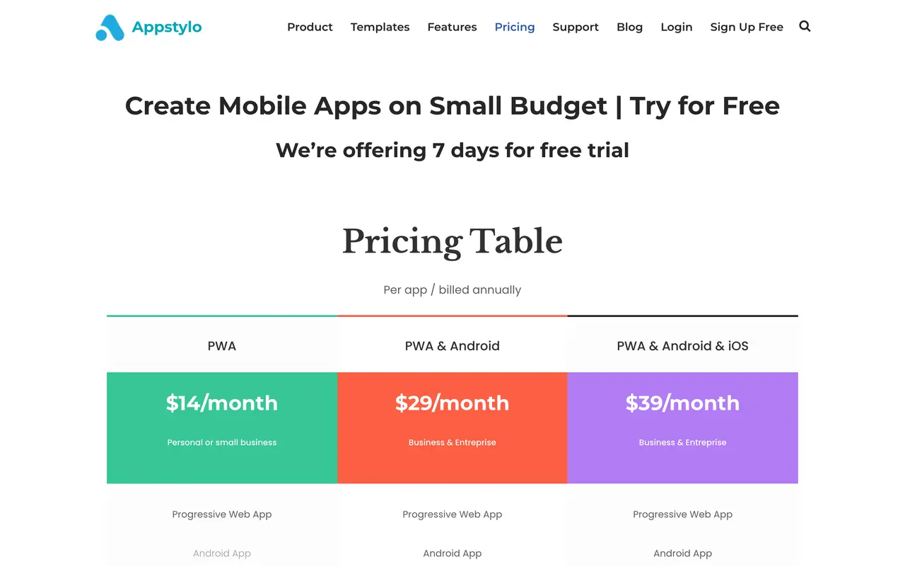 Appstylo pricing page - Finance & Accounting SaaS pricing tiers and plans