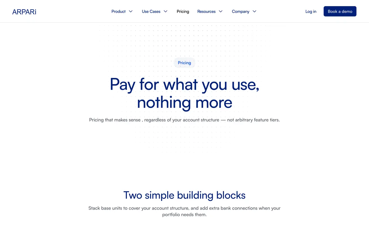 Arpari pricing page - Payment & Fintech SaaS pricing tiers and plans