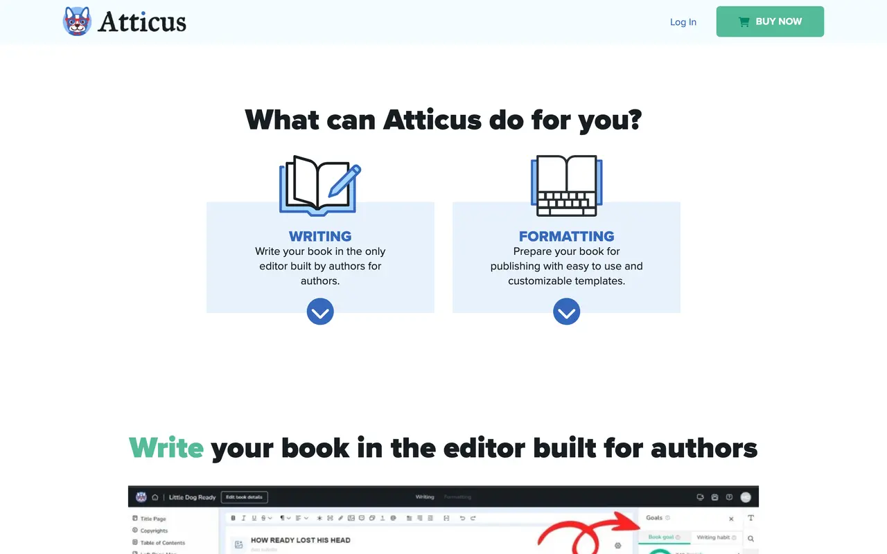 Atticus pricing page - AI Writing & Content SaaS pricing tiers and plans
