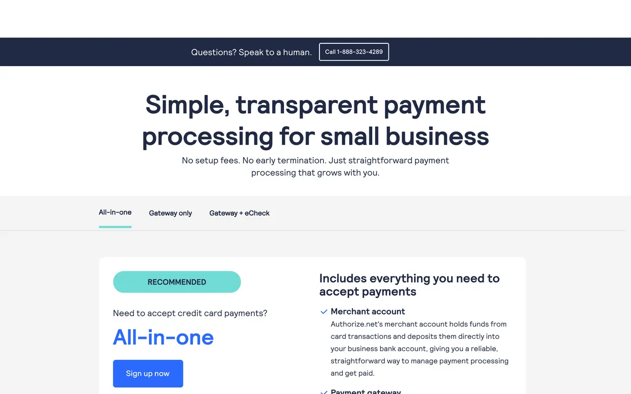 Authorize.Net pricing page - Legal & Compliance SaaS pricing tiers and plans