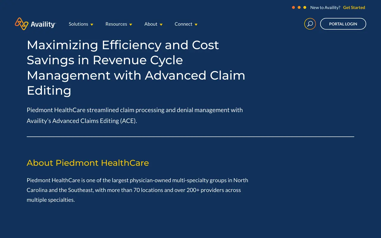 Availity pricing page - Healthcare & Wellness SaaS pricing tiers and plans