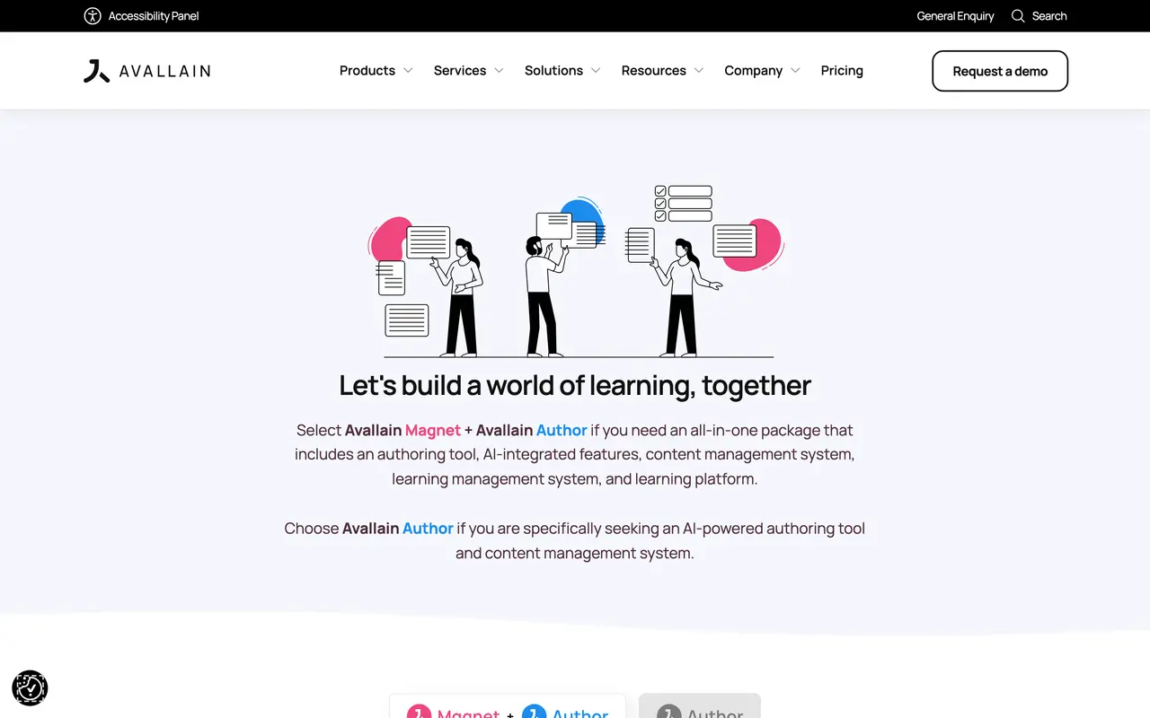 Avallain pricing page - Education SaaS pricing tiers and plans