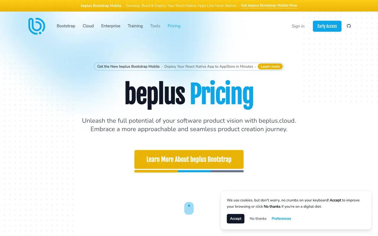 Be pricing page - Education SaaS pricing tiers and plans