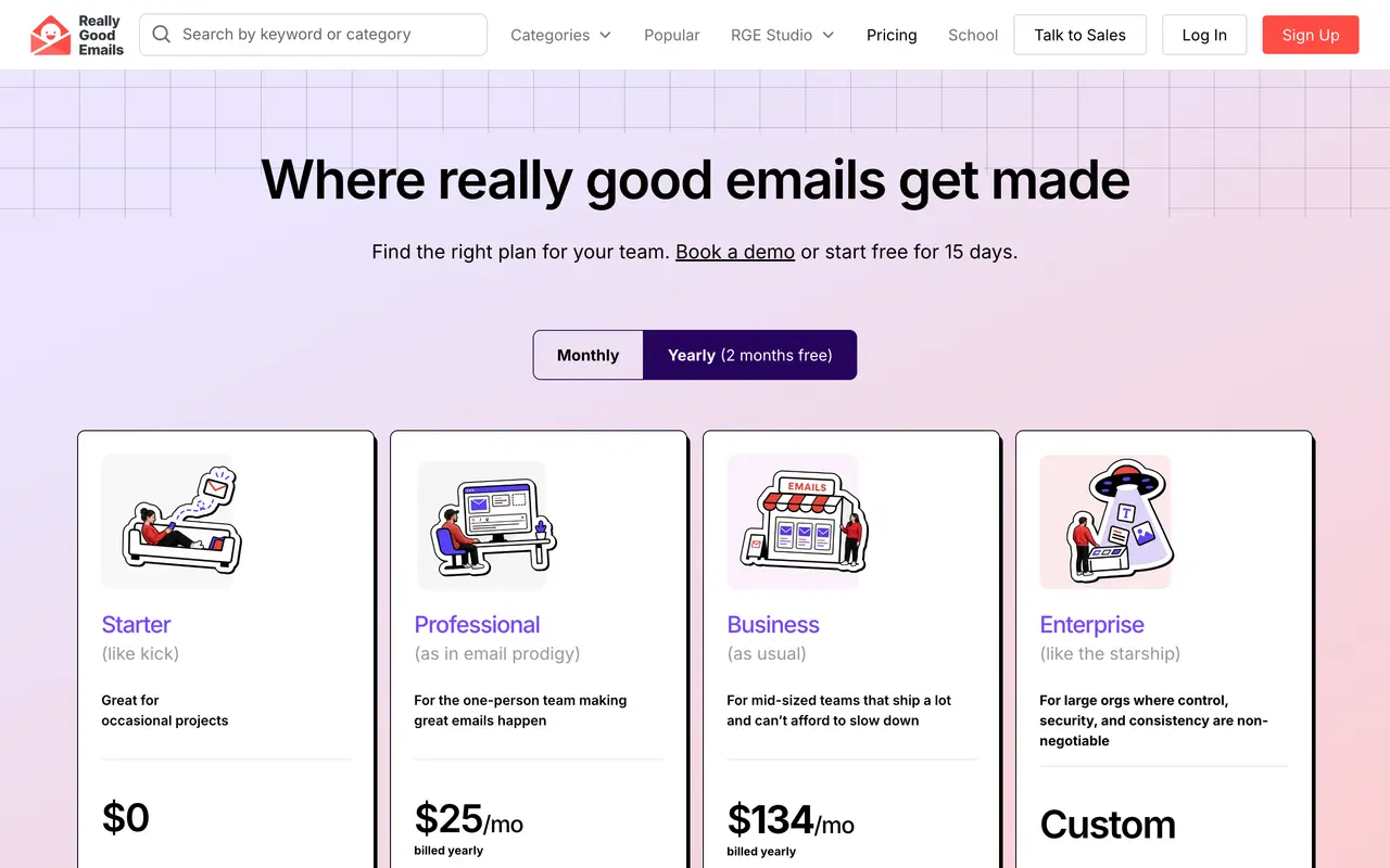 BEE Free pricing page - Email & Newsletter SaaS pricing tiers and plans