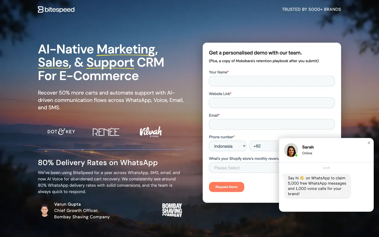 BiteSpeed pricing page - E-commerce SaaS pricing tiers and plans