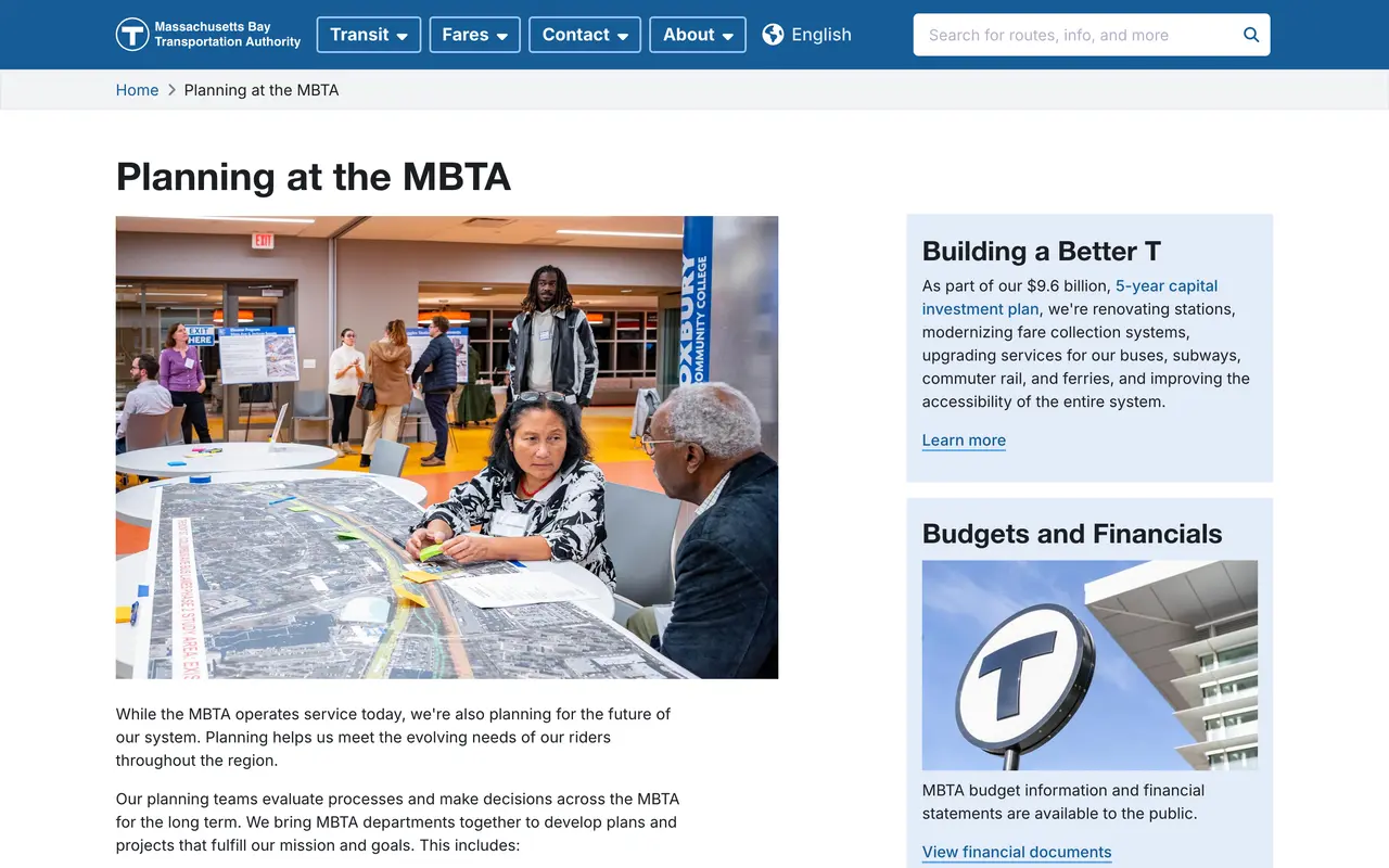 Boston MBTA Transit pricing page - Website & CMS SaaS pricing tiers and plans