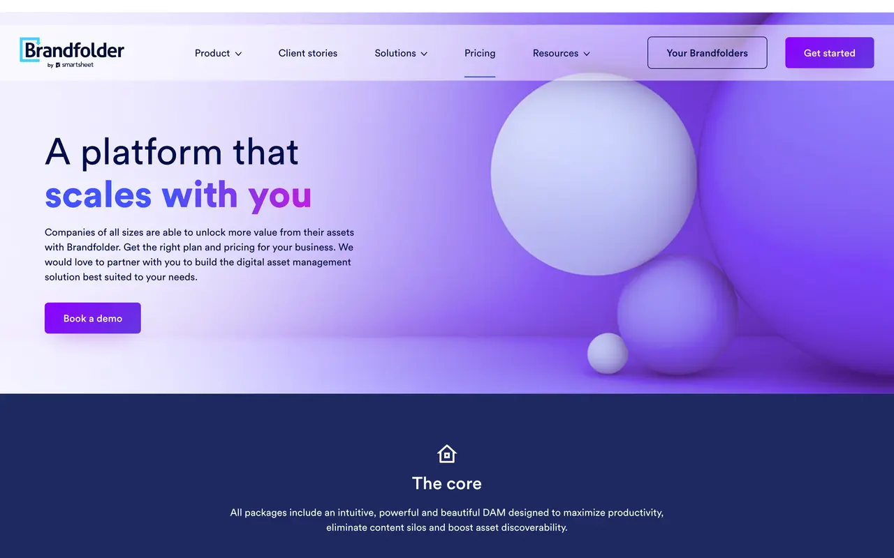 Brandfolder pricing page - Digital Asset Management SaaS pricing tiers and plans