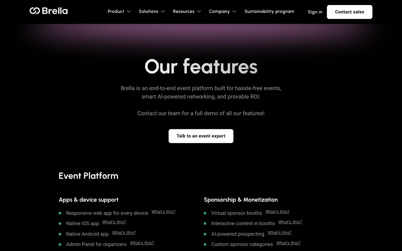 Brella pricing page - Event Management SaaS pricing tiers and plans