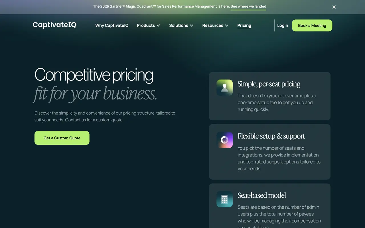CaptivateIQ pricing page - CRM & Sales SaaS pricing tiers and plans