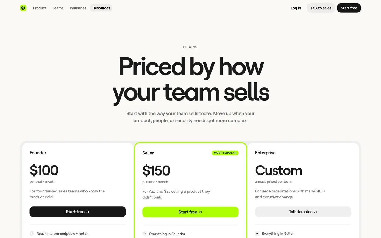 Caretta pricing page - AI Sales & Marketing SaaS pricing tiers and plans