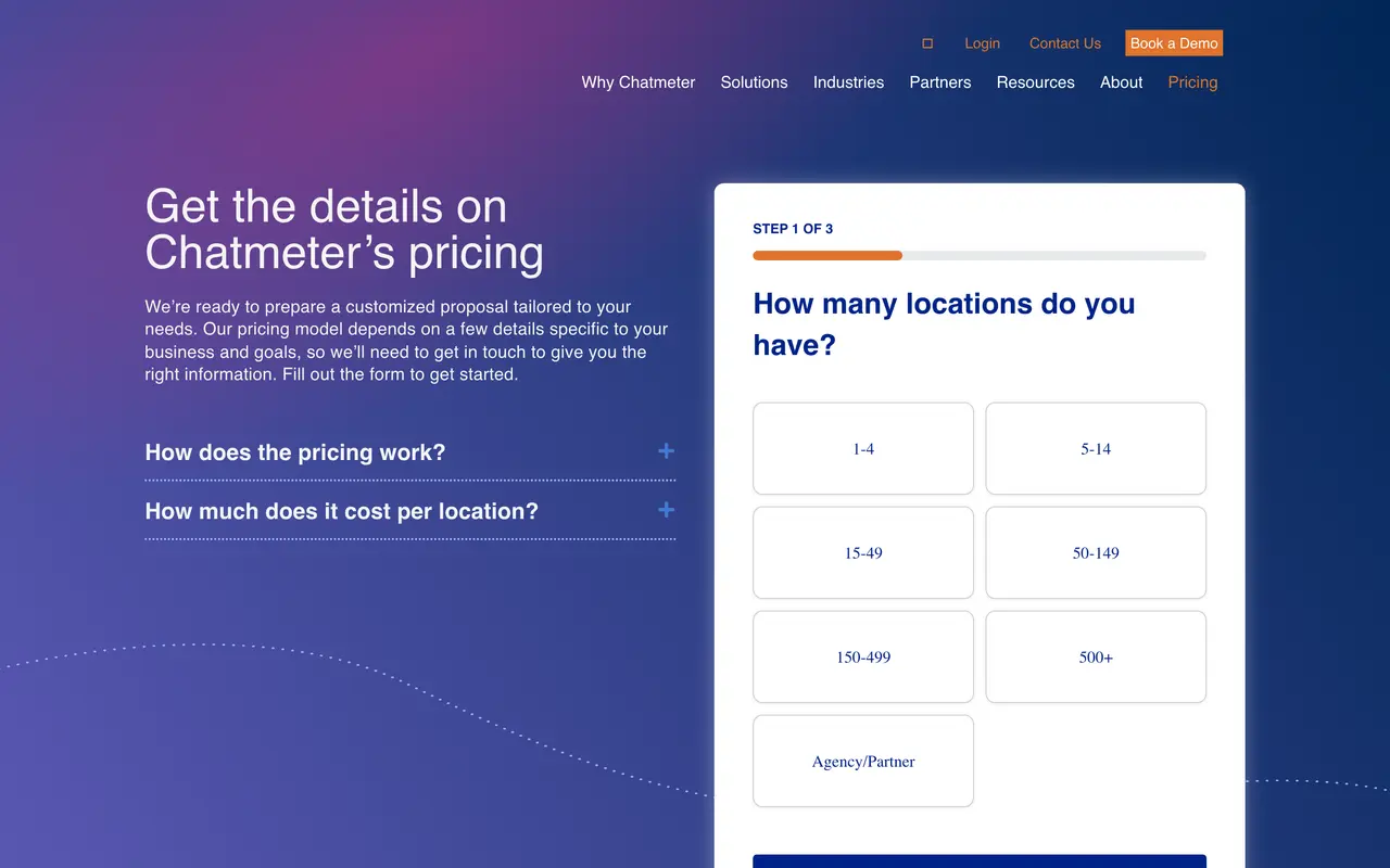 Chatmeter pricing page - Customer Feedback SaaS pricing tiers and plans