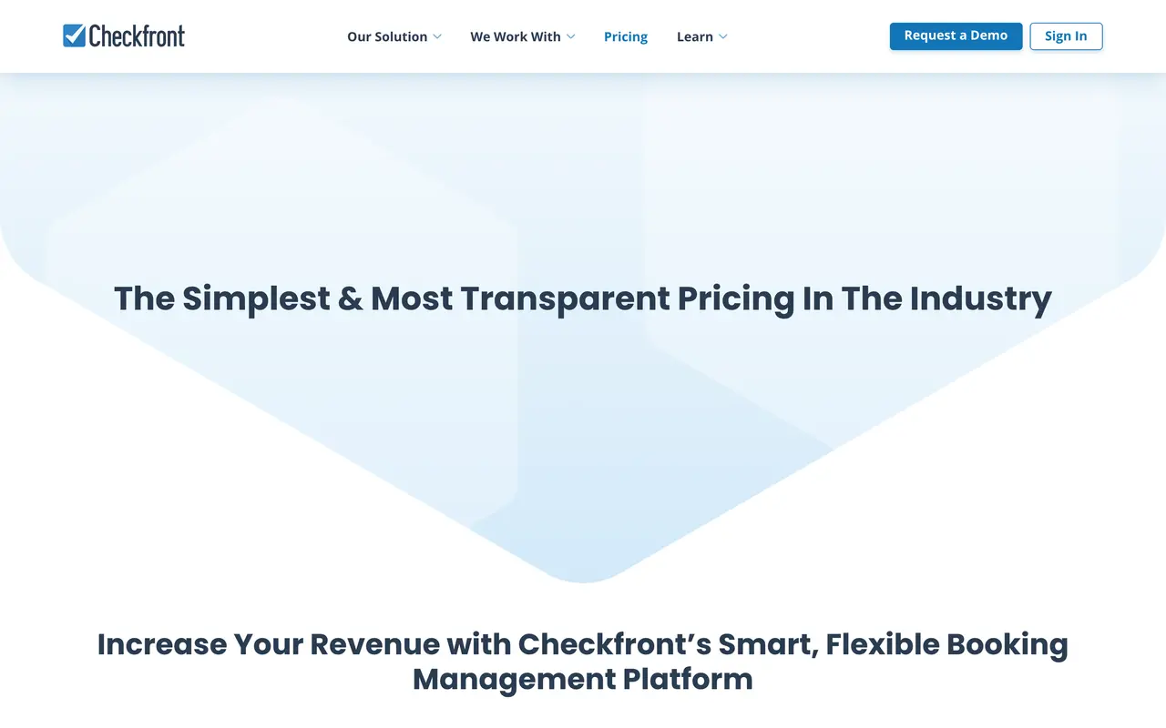 Checkfront pricing page - Scheduling & Booking SaaS pricing tiers and plans