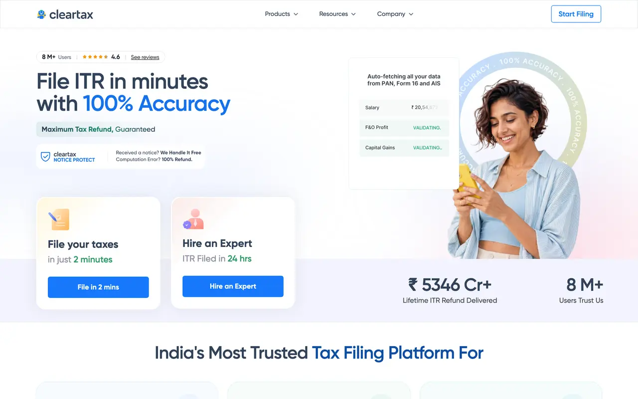 ClearTax pricing page - Accounting & Tax SaaS pricing tiers and plans