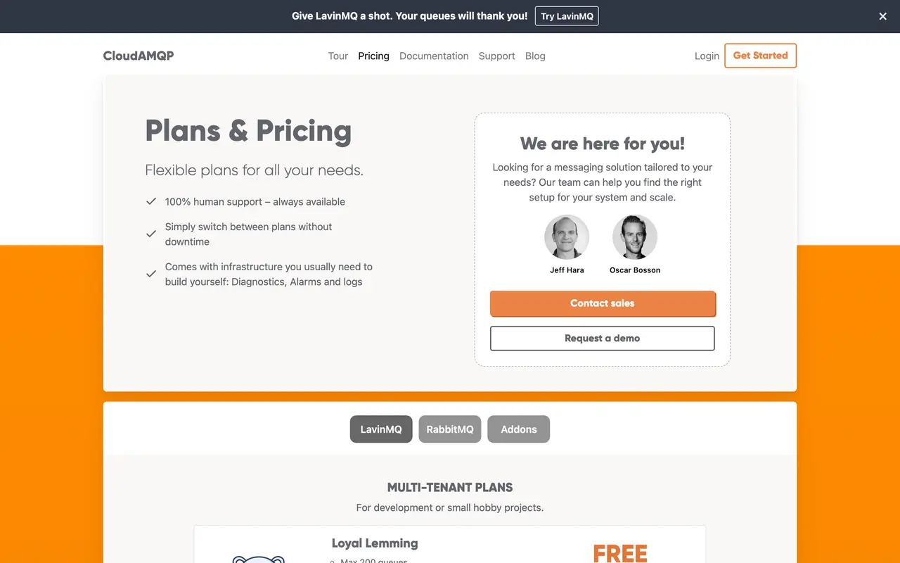 CloudAMQP pricing page - Real Estate & PropTech SaaS pricing tiers and plans