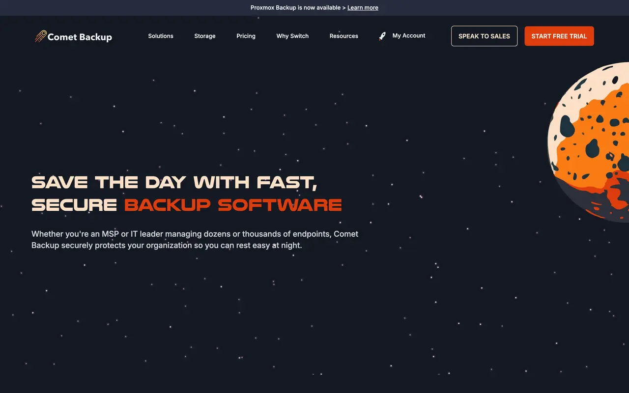 Comet Backup pricing page - Storage & Backup SaaS pricing tiers and plans
