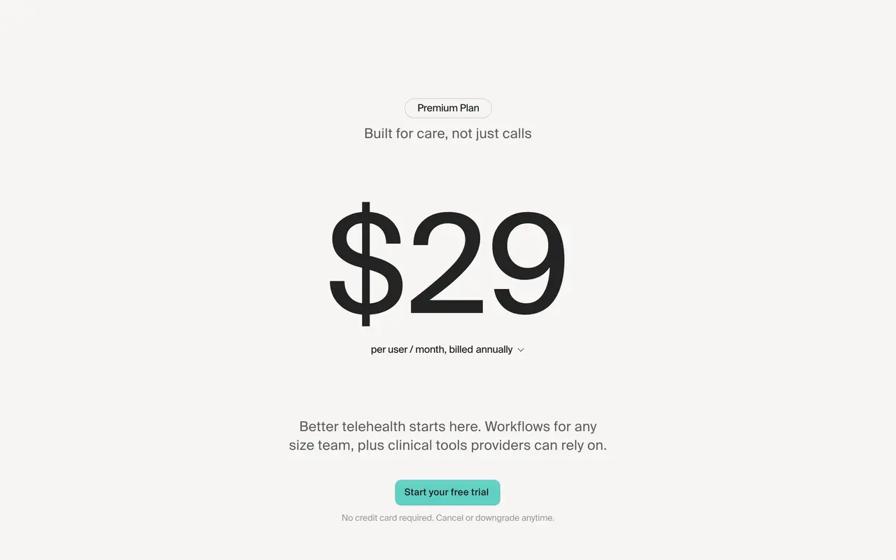 Doxy.me pricing page - Healthcare SaaS pricing tiers and plans