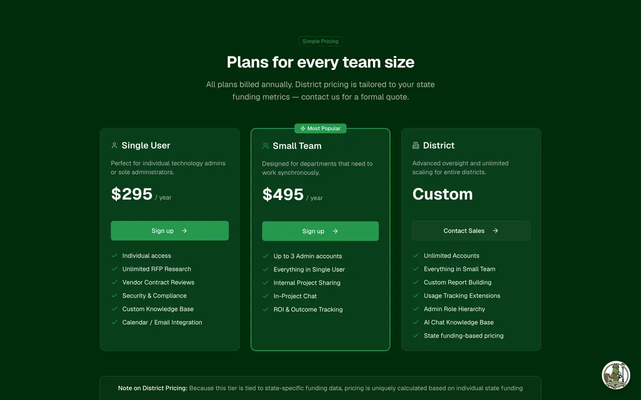 DueDilly pricing page - AI Education SaaS pricing tiers and plans