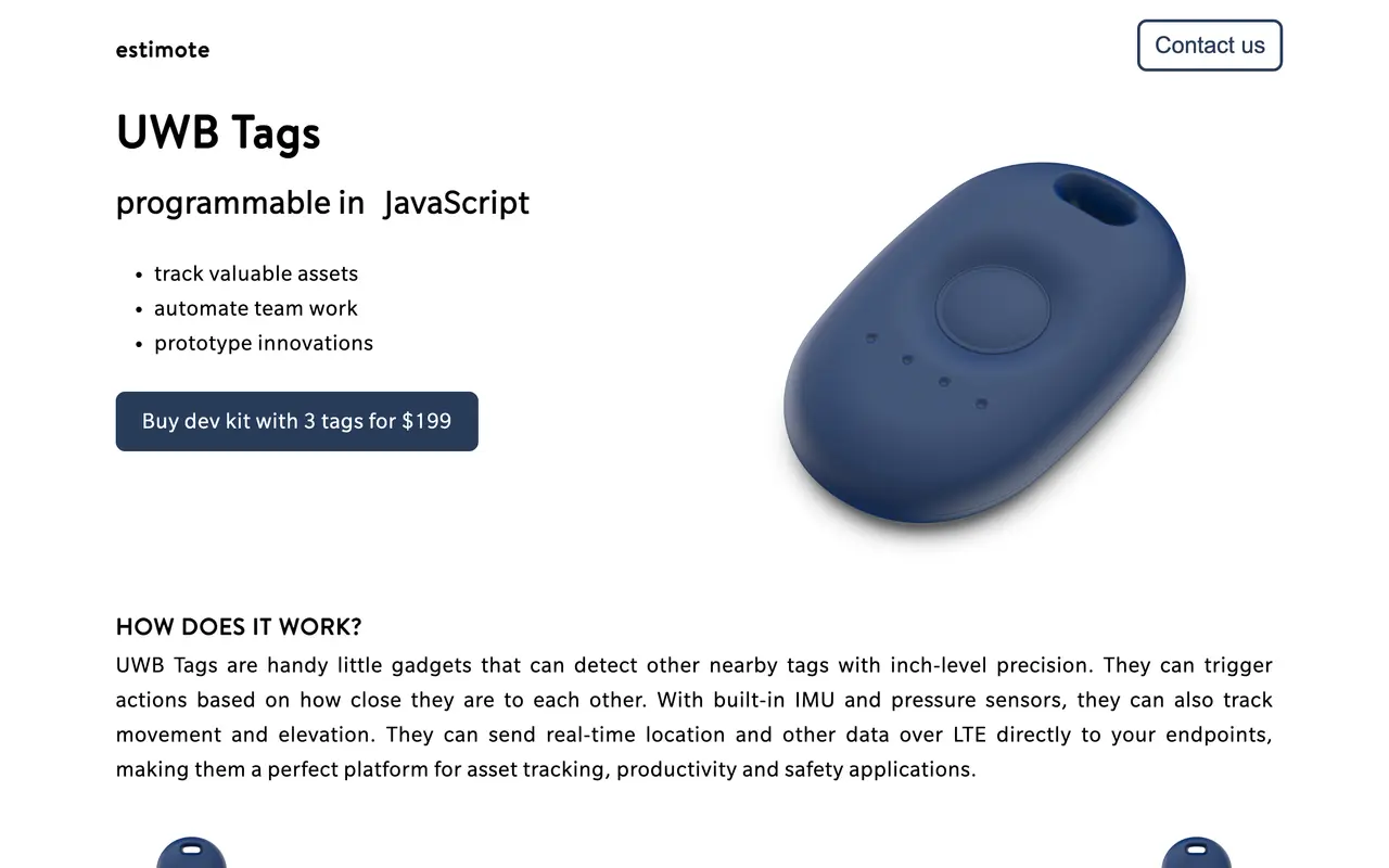 Estimote pricing page - Supply Chain & Logistics SaaS pricing tiers and plans