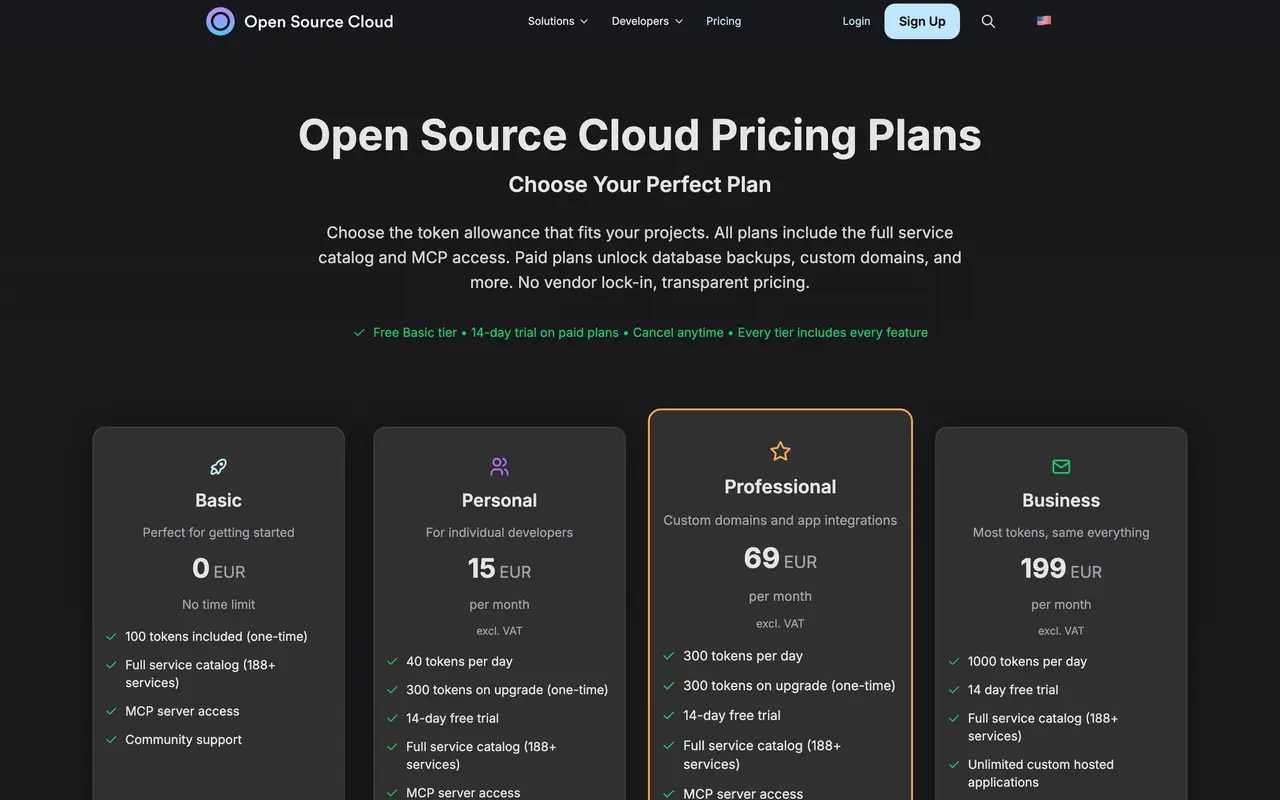 Eyevinn Open Source Cloud pricing page - Accounting & Tax SaaS pricing tiers and plans