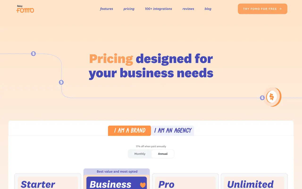 Fomo pricing page - Conversion Optimization SaaS pricing tiers and plans