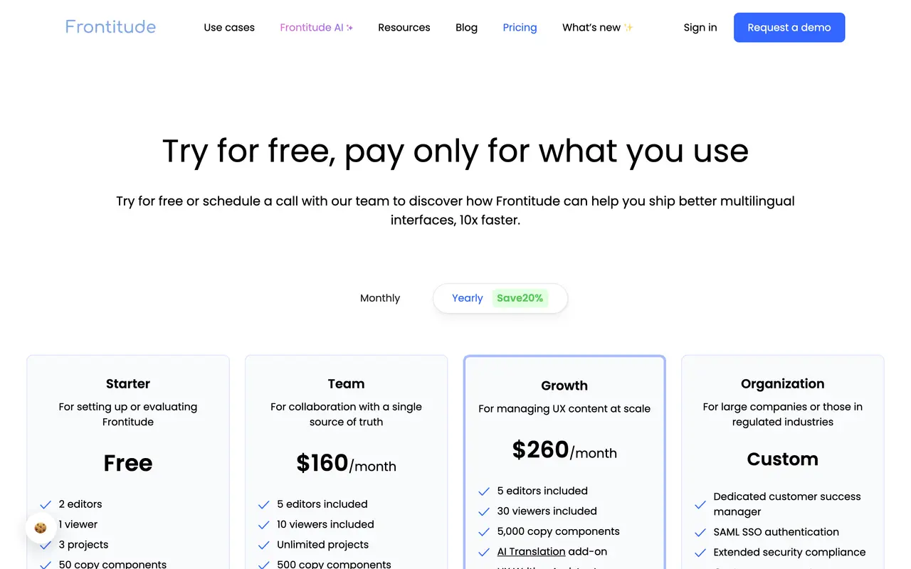 Frontitude pricing page - Design SaaS pricing tiers and plans