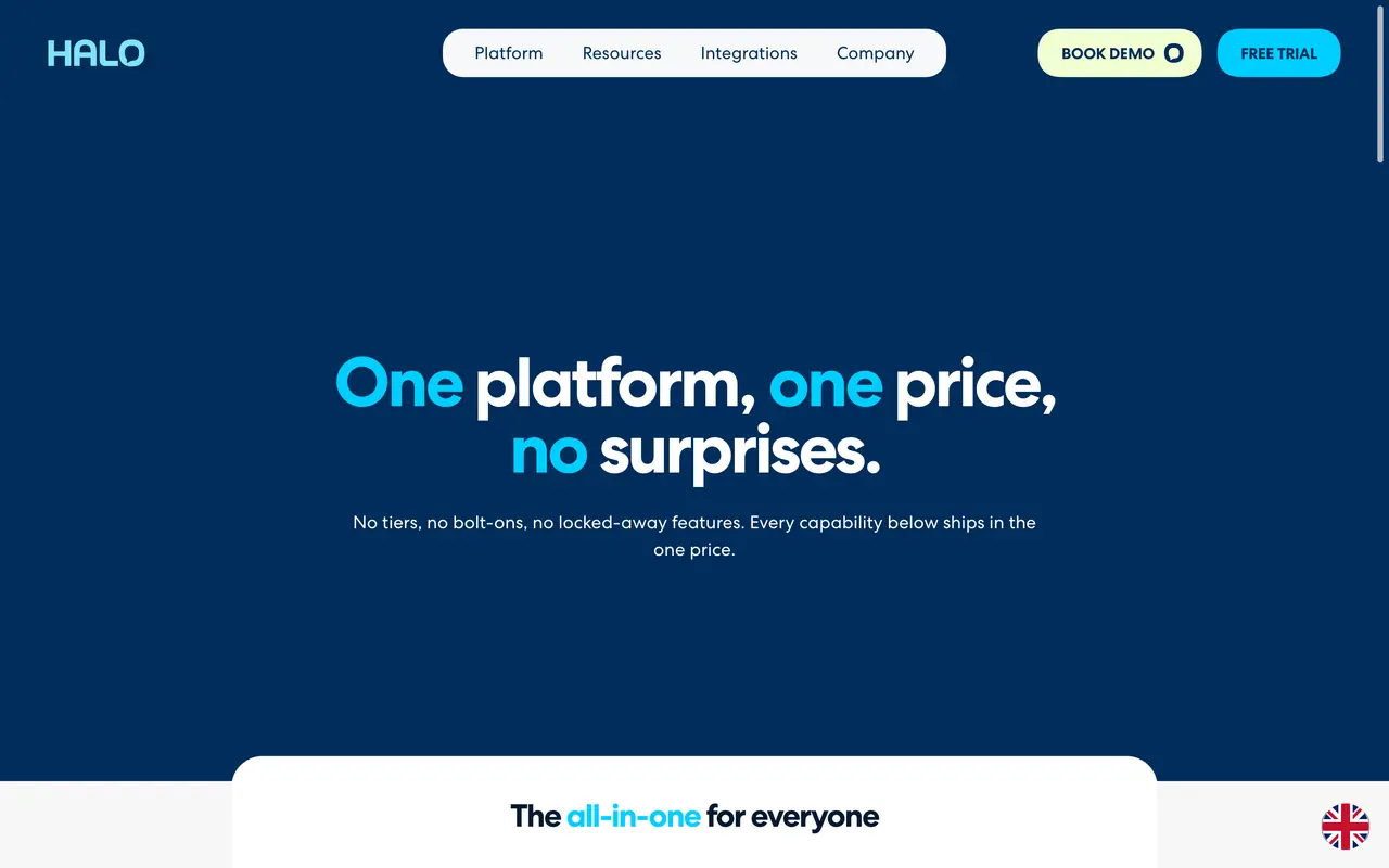 HaloPSA pricing page - IT Service Management SaaS pricing tiers and plans