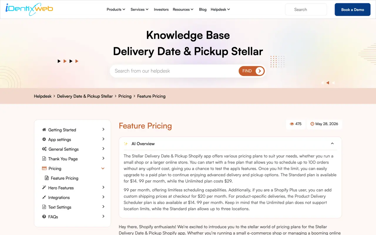 Identixweb pricing page - Shopify Apps SaaS pricing tiers and plans