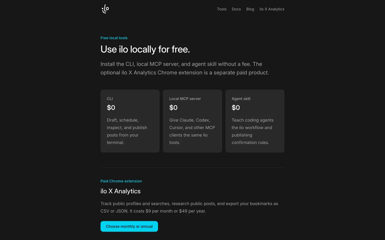ilo pricing page - Social Media SaaS pricing tiers and plans