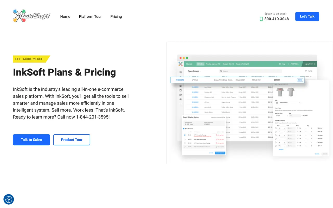 InkSoft pricing page - Printing SaaS pricing tiers and plans