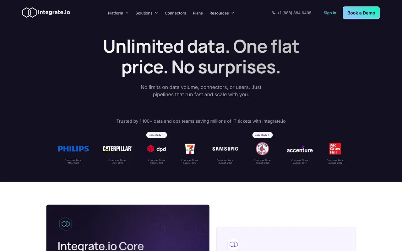 Integrate.io pricing page - ETL SaaS pricing tiers and plans