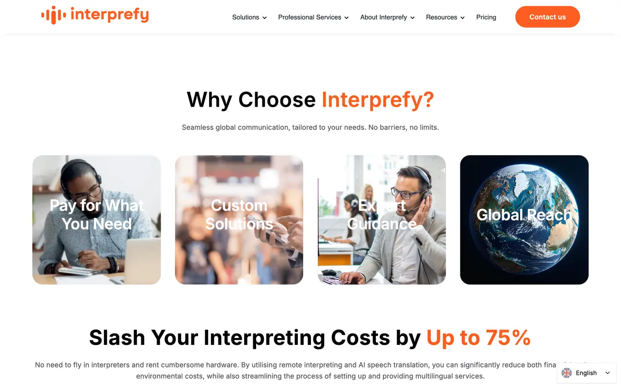 Interprefy pricing page - Translation & Localization SaaS pricing tiers and plans