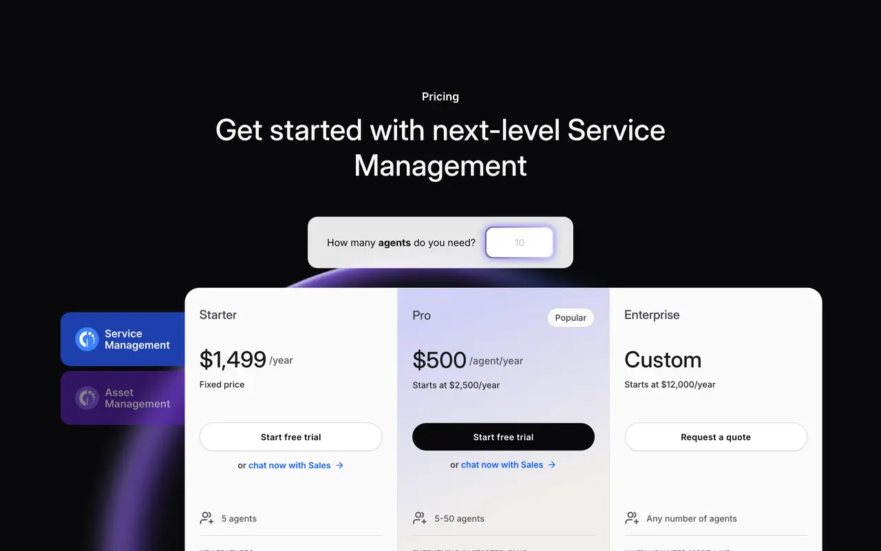 InvGate pricing page - IT Service Management SaaS pricing tiers and plans