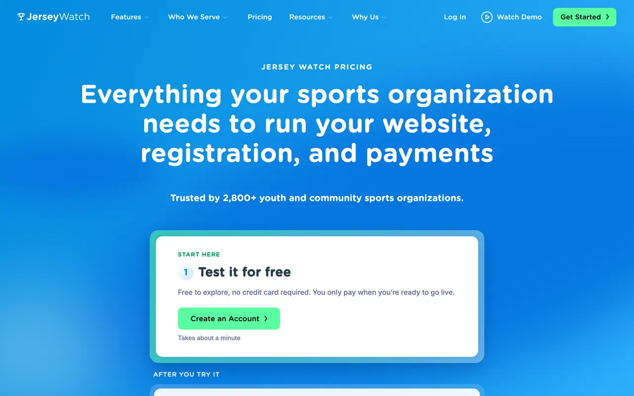 Jersey Watch pricing page - Nonprofit & Community SaaS pricing tiers and plans