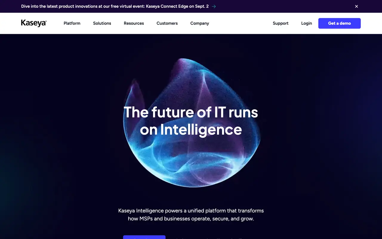 Kaseya pricing page - IT Service Management SaaS pricing tiers and plans