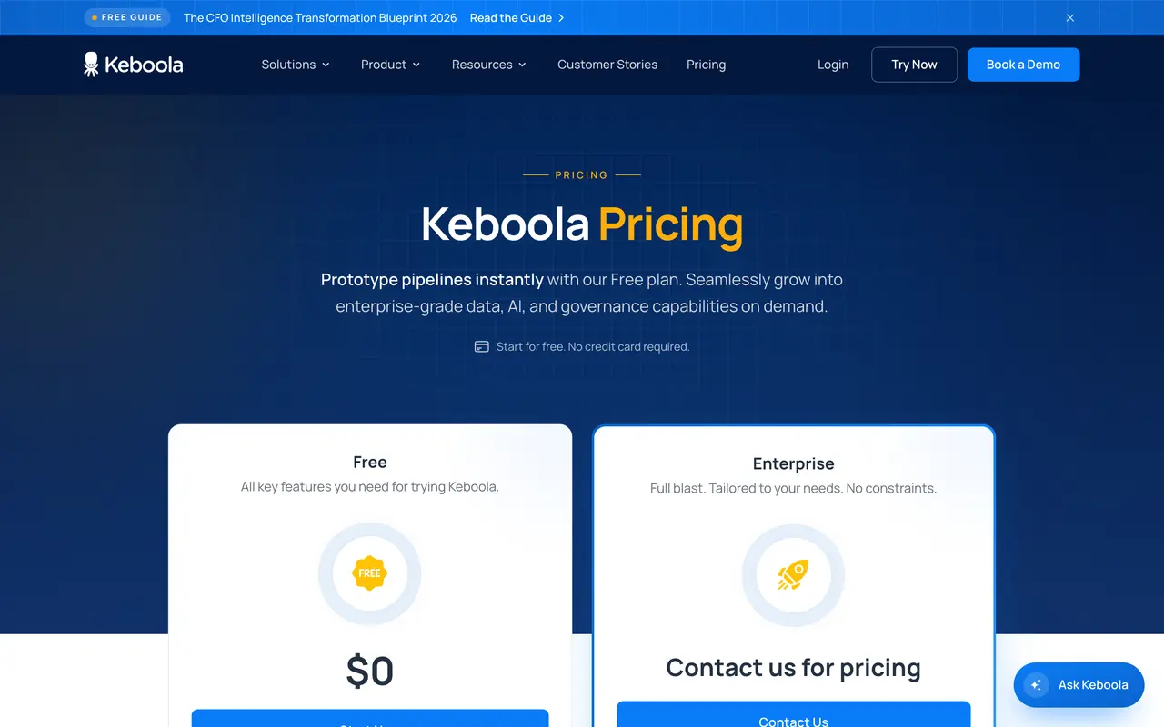 Keboola pricing page - Data SaaS pricing tiers and plans