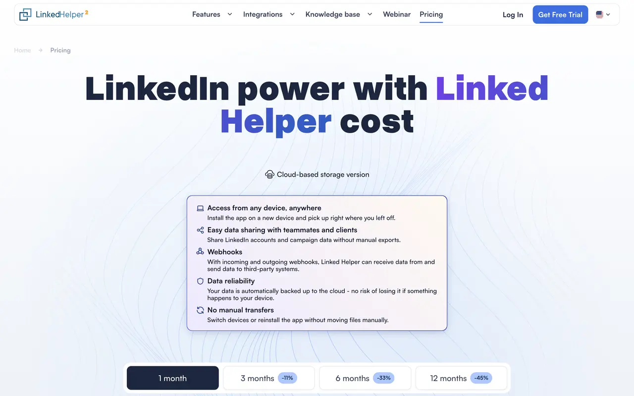 Linked Helper pricing page - Social Media SaaS pricing tiers and plans