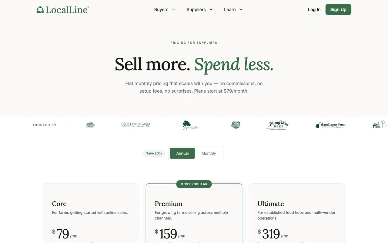 Local Line pricing page - Agriculture SaaS pricing tiers and plans