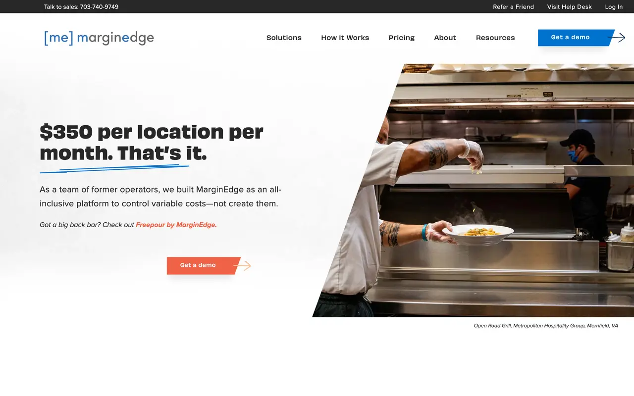 MarginEdge pricing page - Restaurants SaaS pricing tiers and plans