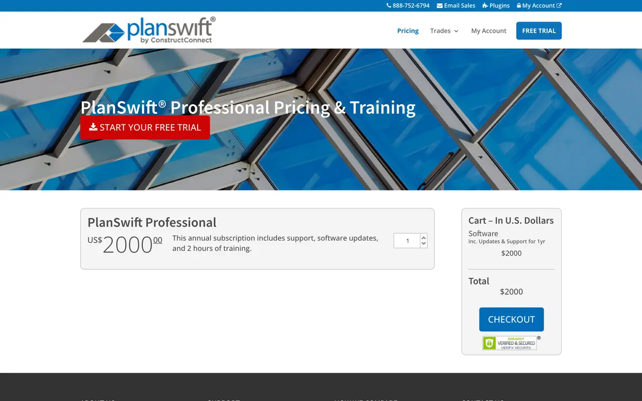 PlanSwift pricing page - Construction SaaS pricing tiers and plans