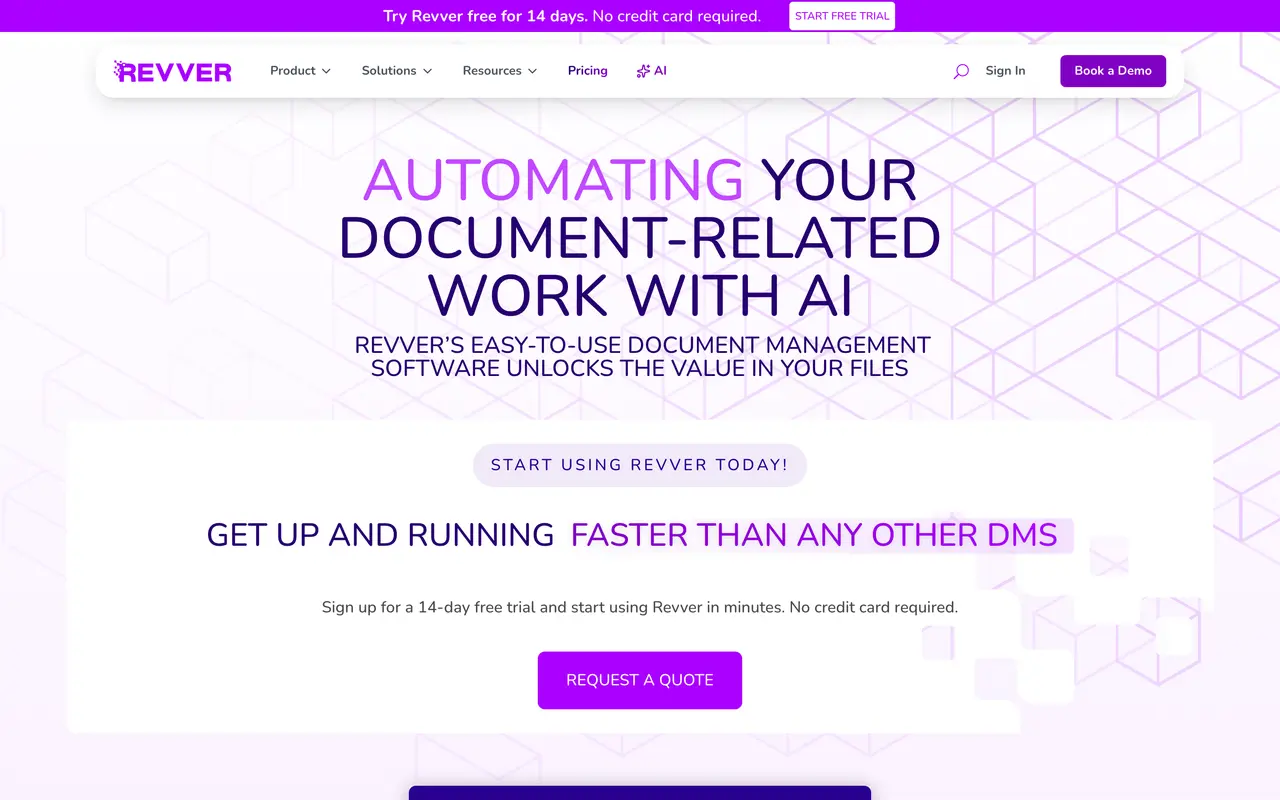 Revver pricing page - Document Management SaaS pricing tiers and plans